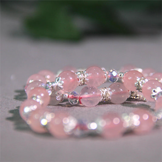 Natural pink crystal bracelet jelly body pink crystal gift for best friend
